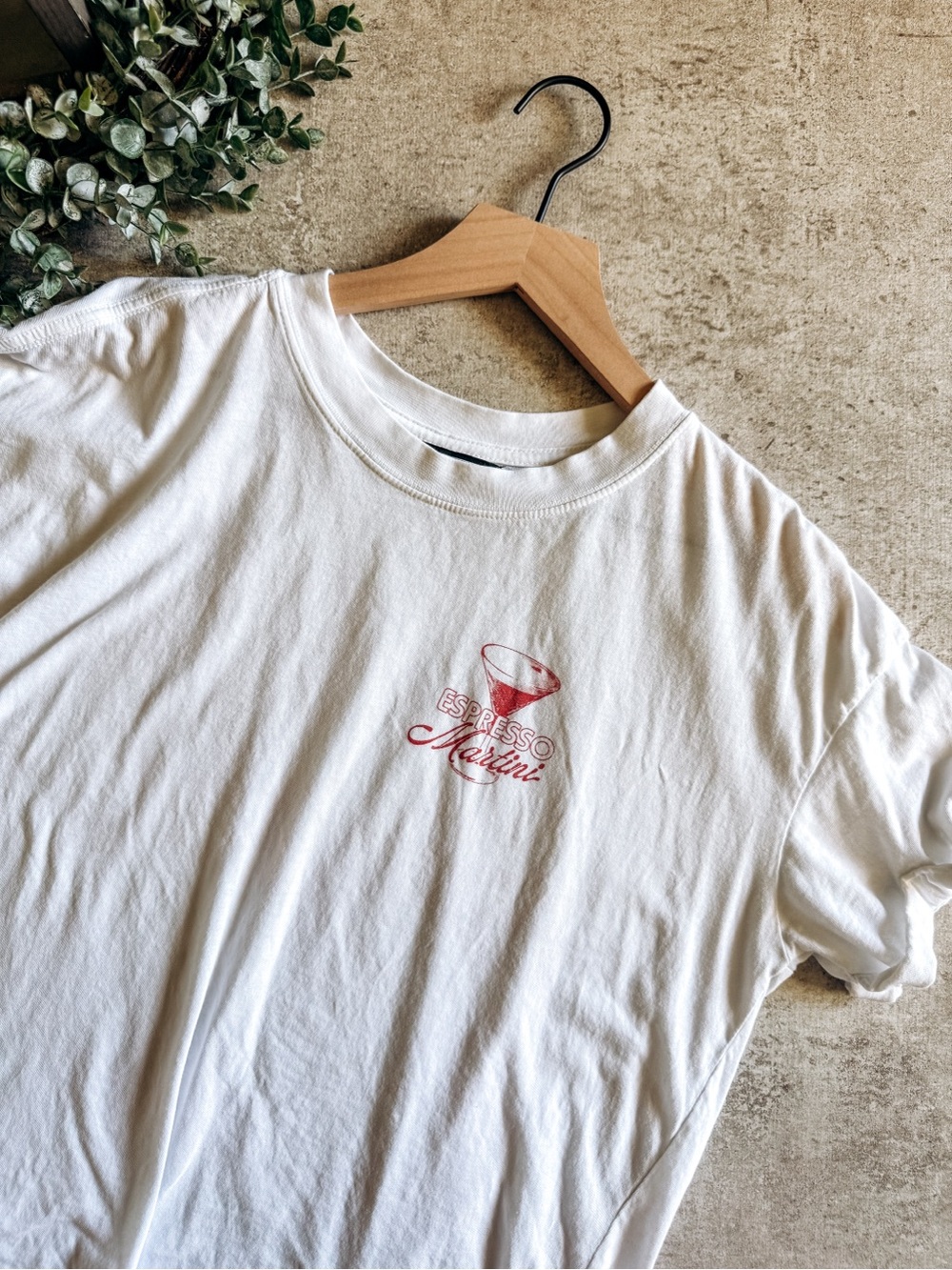 Girl Dangerous White Graphic Tee with Red Espresso Martini Size XS